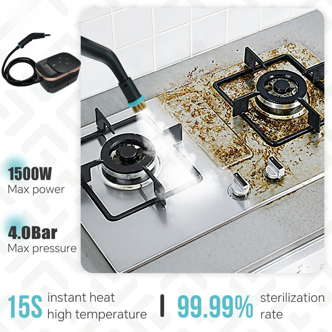 Aparat de curatat cu abur, 1500W, 4Bar, 1.25 litri, 6 niveluri de curatare, 10 accesorii incluse, Oliver Voltz