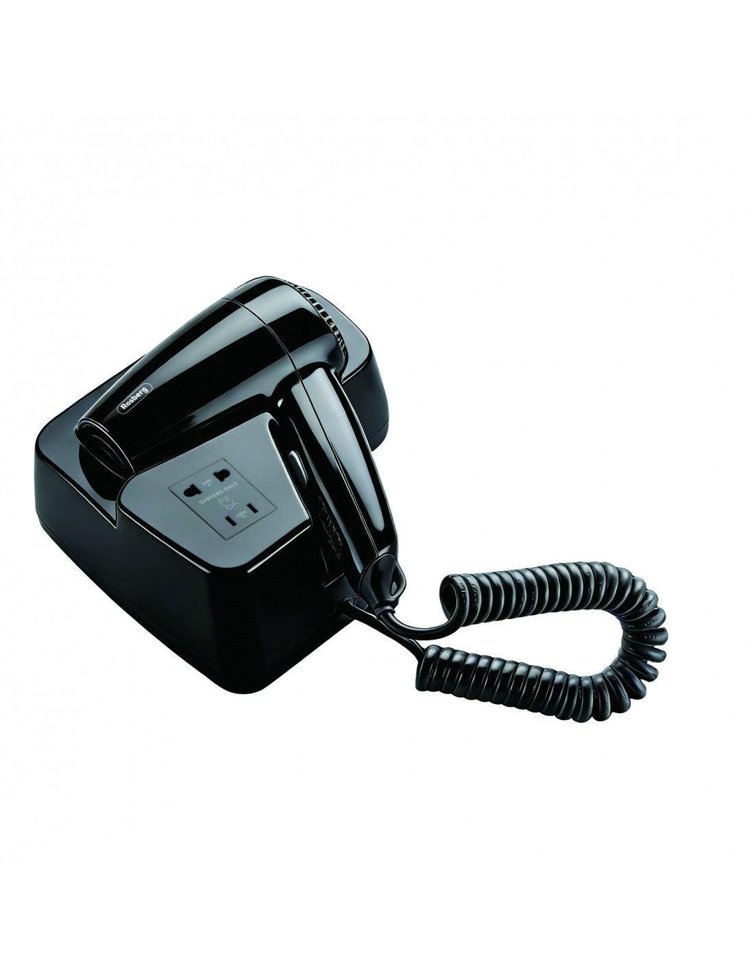 Uscator de par, prindere in perete, 1300W, motor dc silentios, 2 trepte viteza, Rosberg, negru