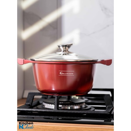 Set vase Goldmann 8 piese, aluminiu antiaderent, maro