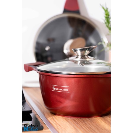 Set vase Goldmann 8 piese, aluminiu antiaderent, maro