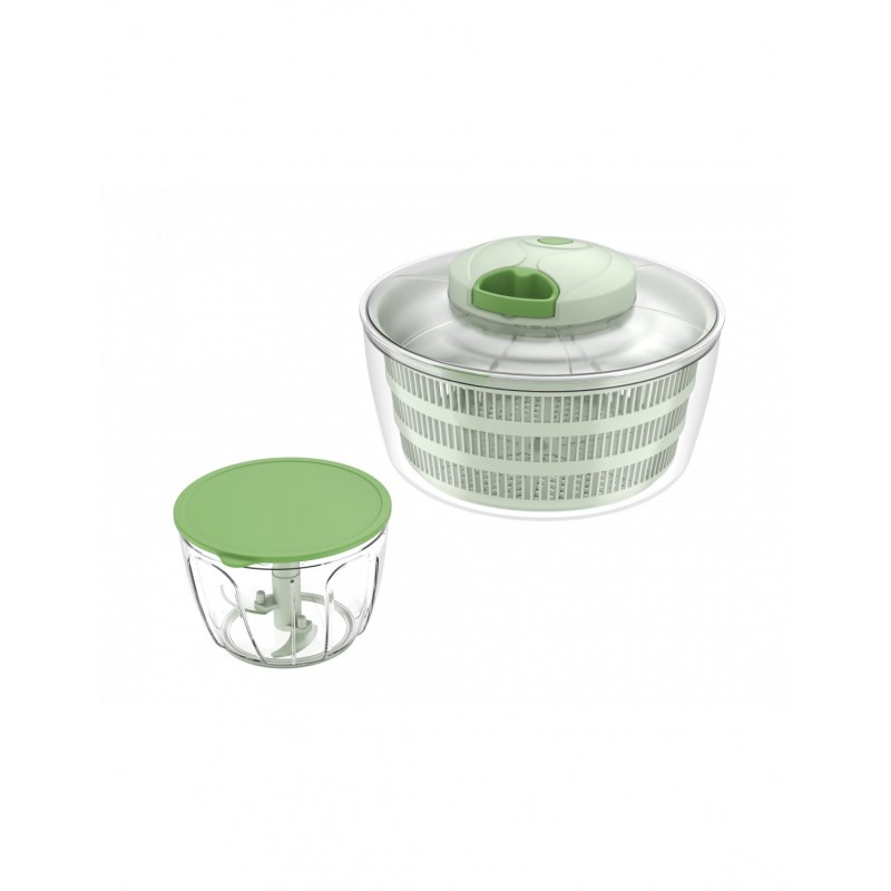 Uscator salata centrifuga 2 in 1, 24.5cm/4litri, blender manual 3 lame, 0.65litri -  legume/fructe/nuci, Oliver Voltz