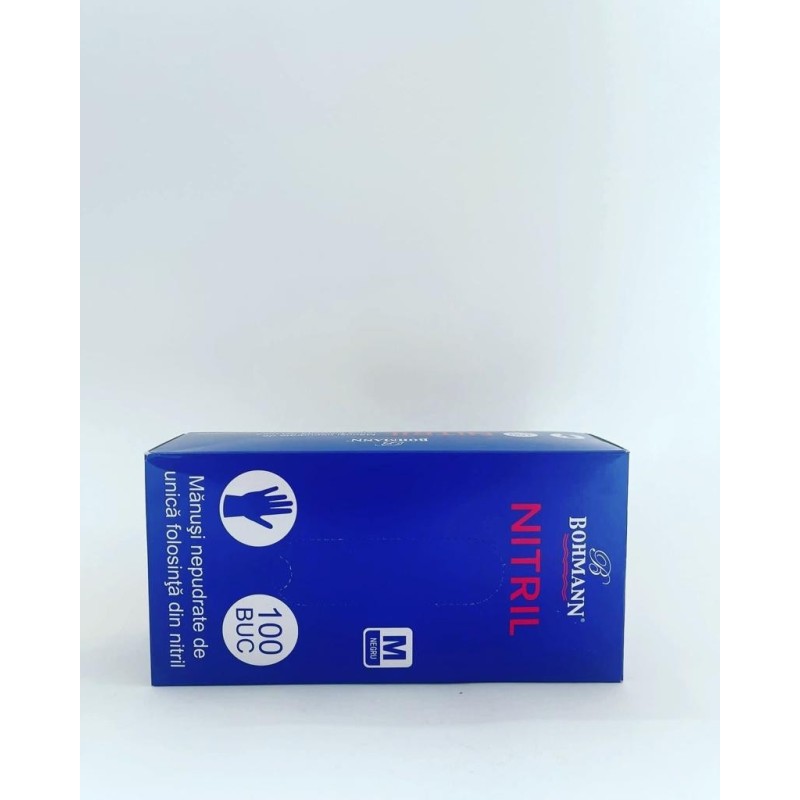 Manusi din NITRIL PREMIUM 100%, albastre, nepudrate, nesterile, de unica folosinta 100buc/cutie, M