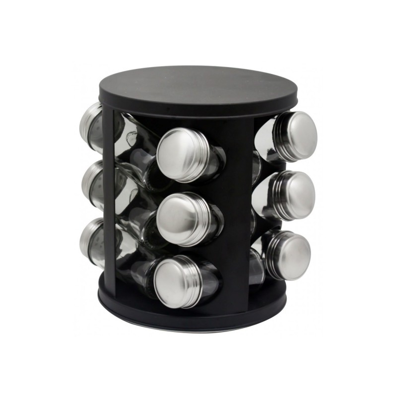 Set condimente Voltz, 12 recipiente negru mat
