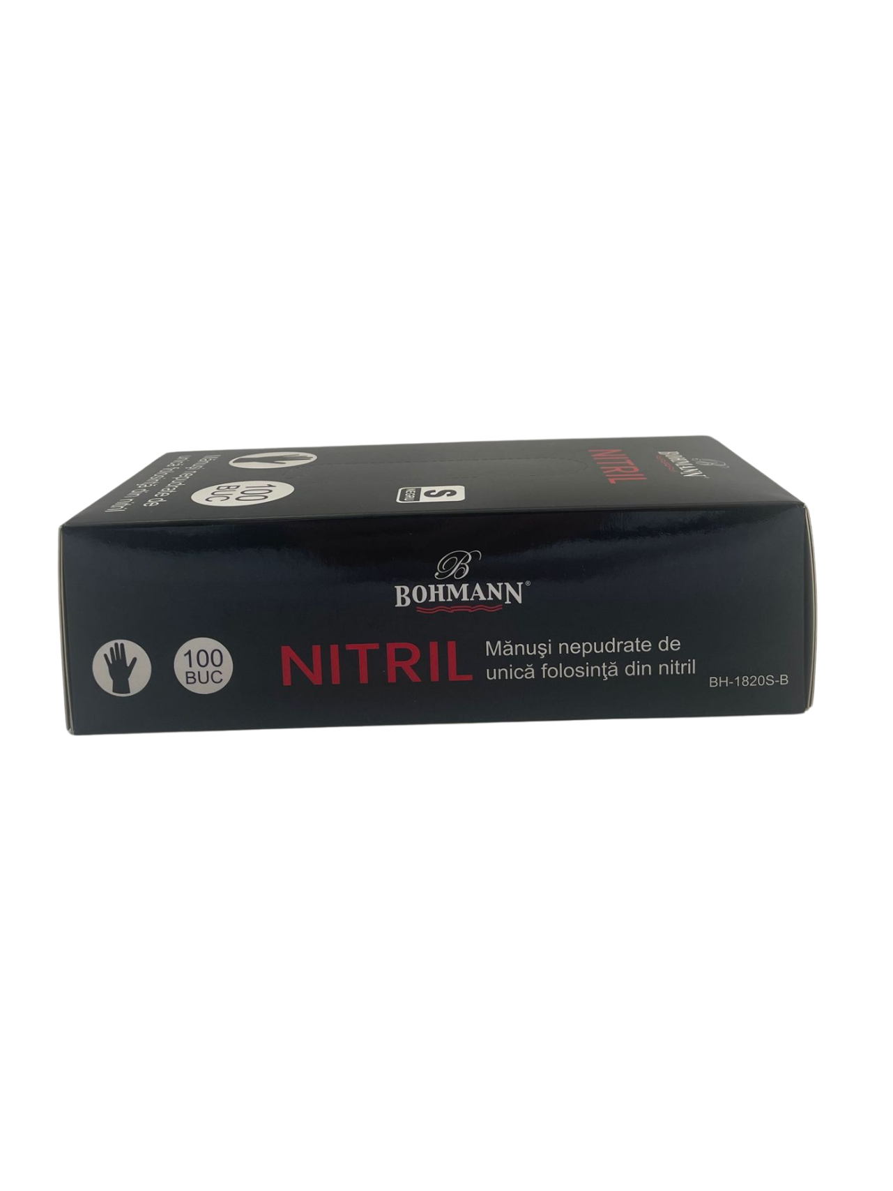 Manusi din NITRIL SUPERIOR 100%, negre, nepudrate, nesterile, de unica folosinta 100buc/cutie, S