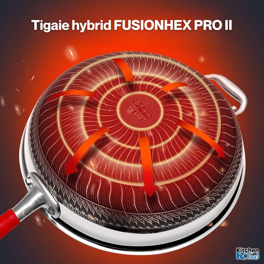 Tigaie wok FusionHex Pro II, 28cm, cu capac inclus