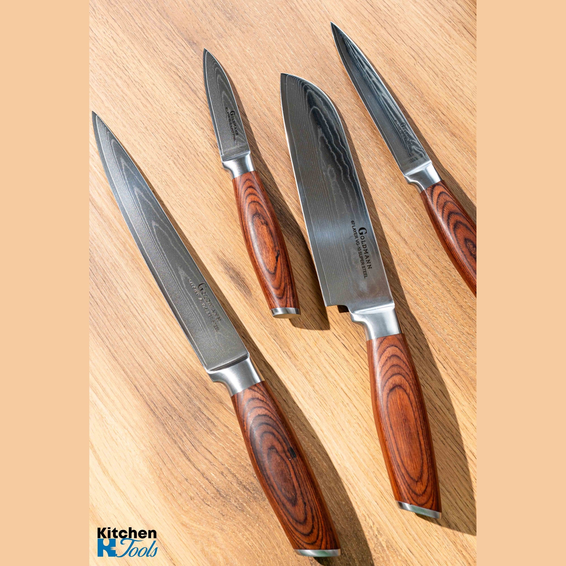 Cuțit SANTOKU Damasc - 67 straturi, VG10, Goldmann