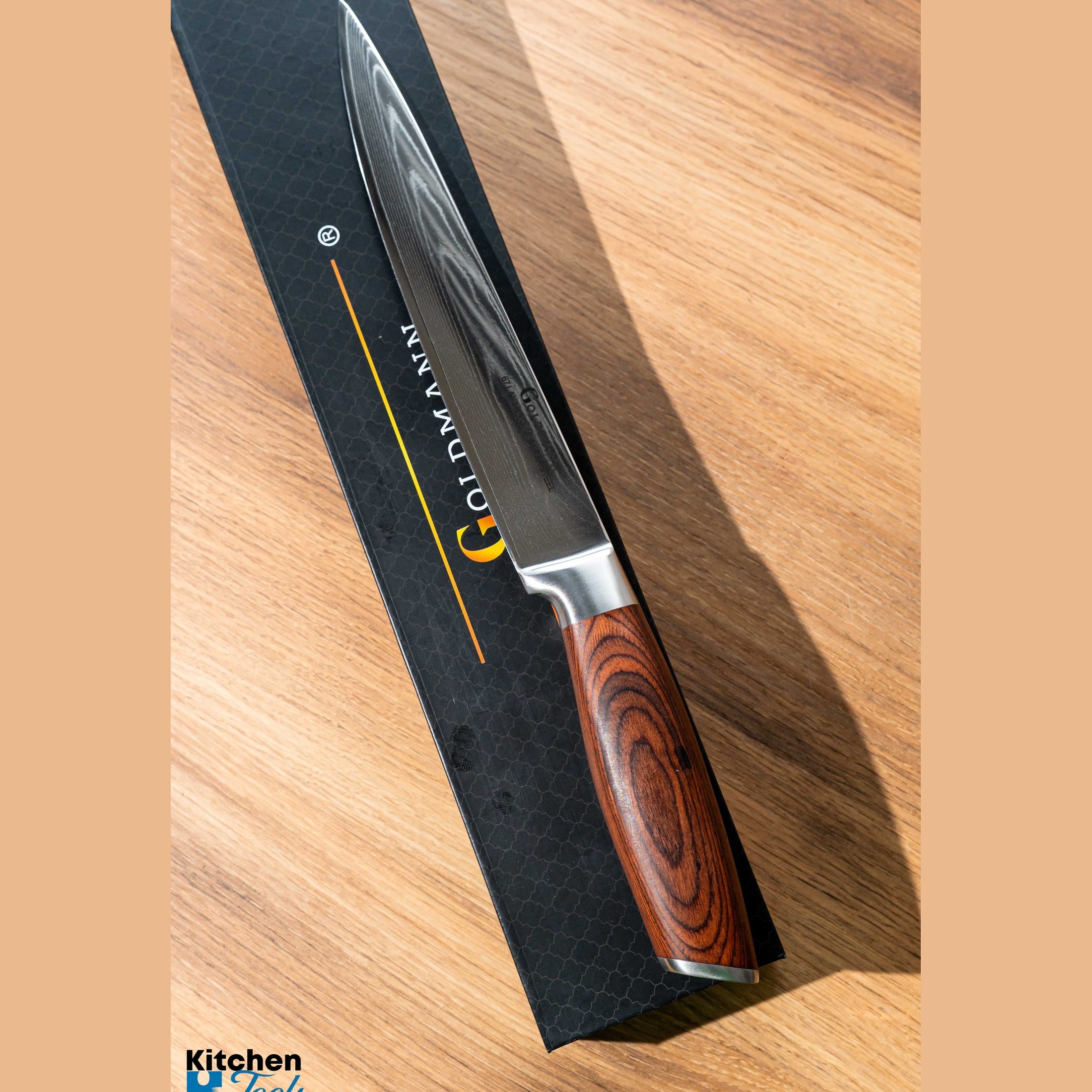 Cuțit Profesional Damascus VG10 cu mâner din lemn de pakka