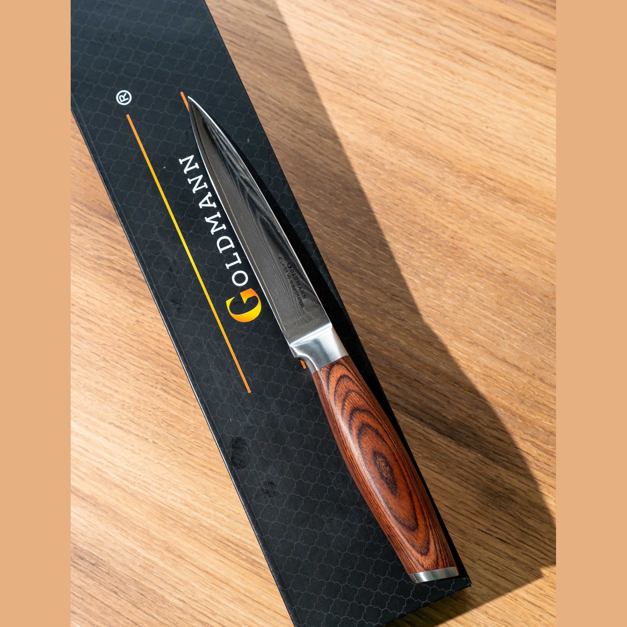 Cuțit Profesional Utilitar VG10, oțel Damasc, mâner pakka