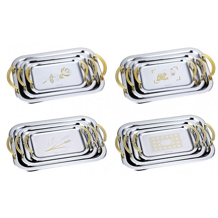 Tavi Bohmann din inox cu mânere gold pentru servire