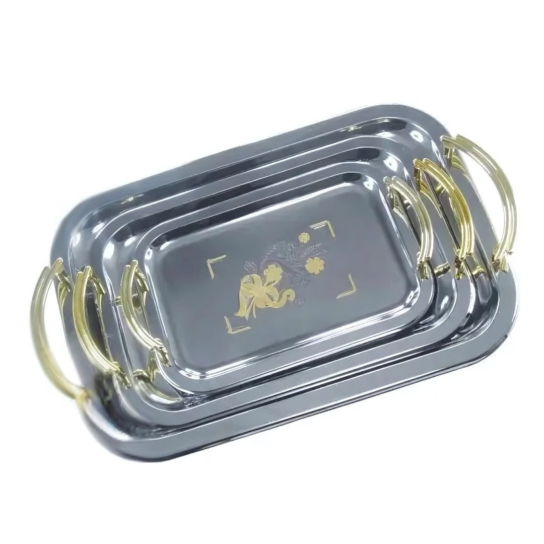 Tavi Bohmann din inox cu mânere gold pentru servire