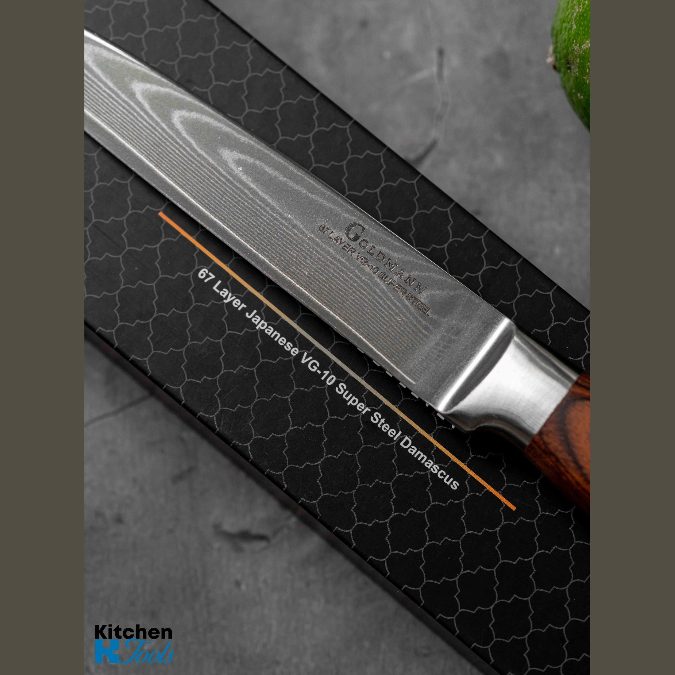 Cuțit Profesional Utilitar VG10, oțel Damasc, mâner pakka