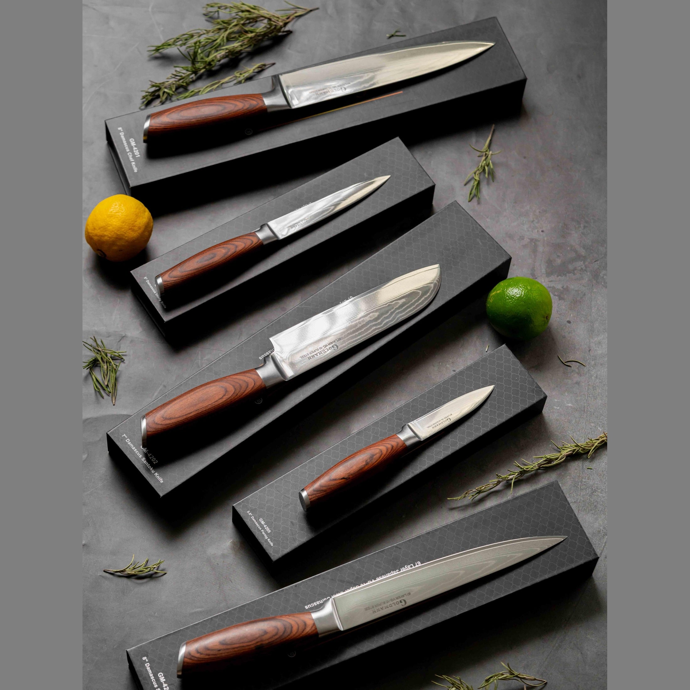 Cuțit Profesional Utilitar VG10, oțel Damasc, mâner pakka