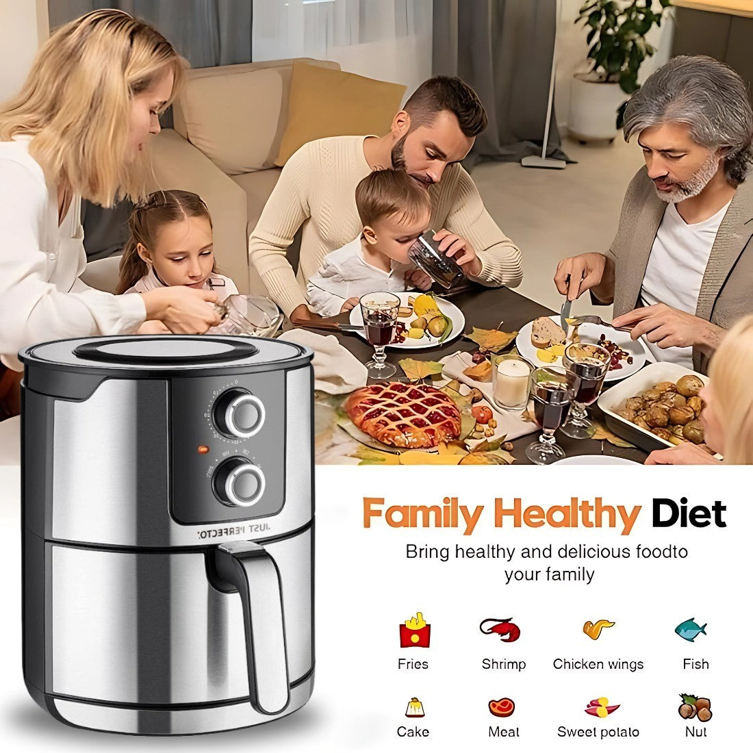 Friteuză fără ulei AirFryer XXL JustPerfecto, 5 litri