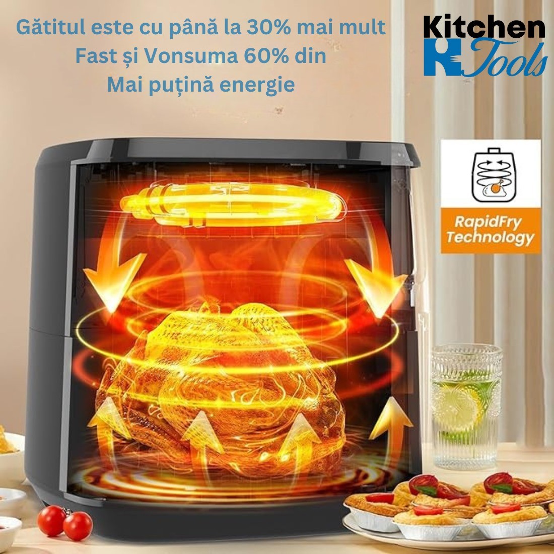 Friteuză fără ulei AirFryer XXL JustPerfecto, 5 litri
