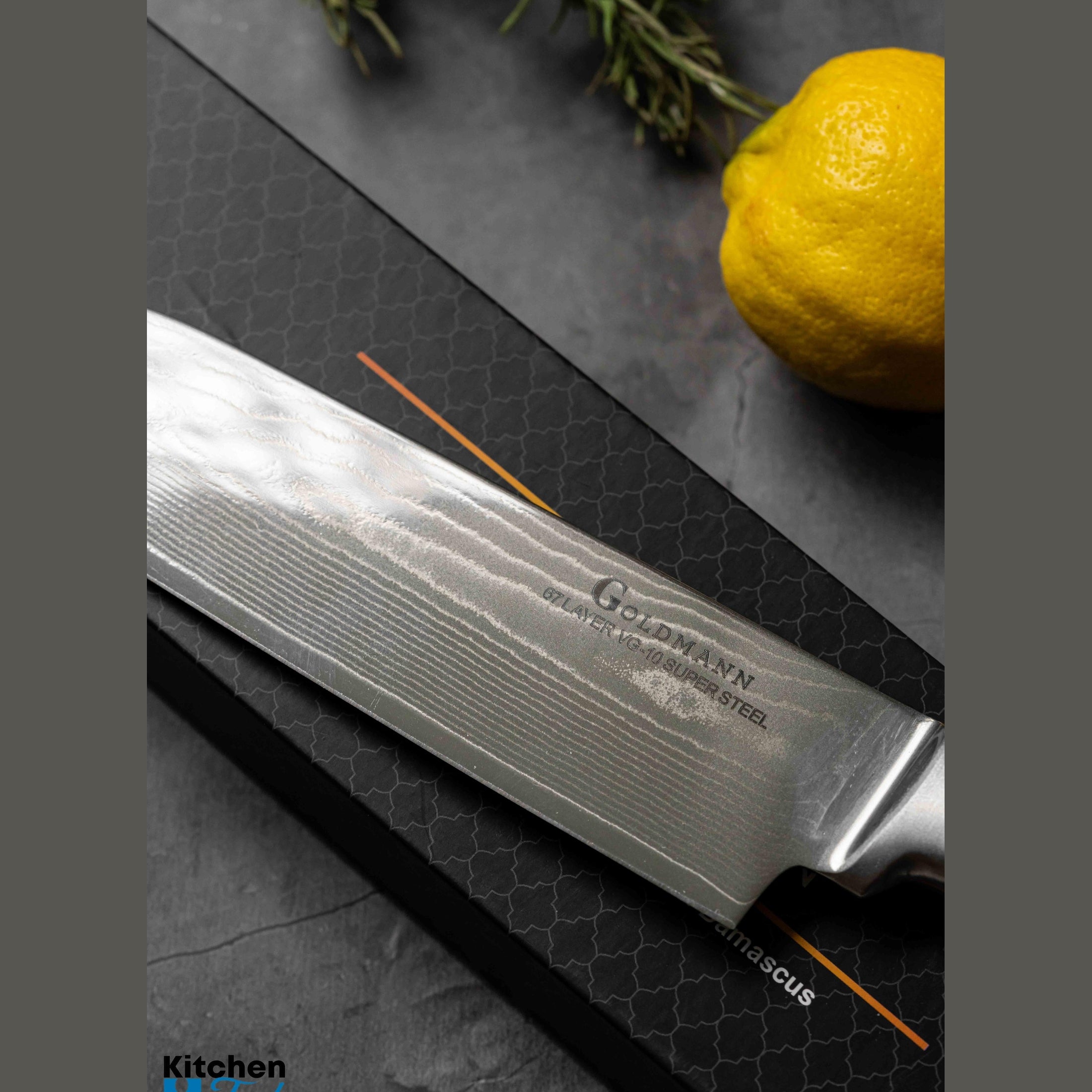 Cuțit SANTOKU Damasc - 67 straturi, VG10, Goldmann