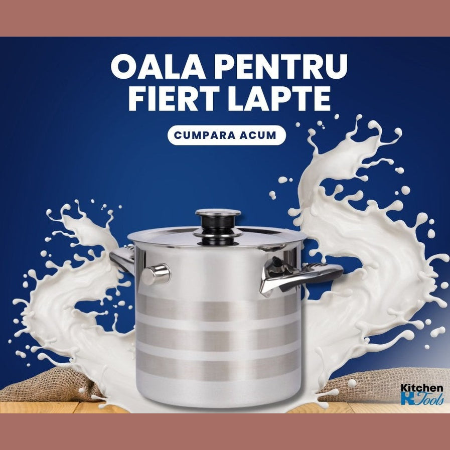 Oala inox 5L Rosberg pentru lapte, inclusiv inducție