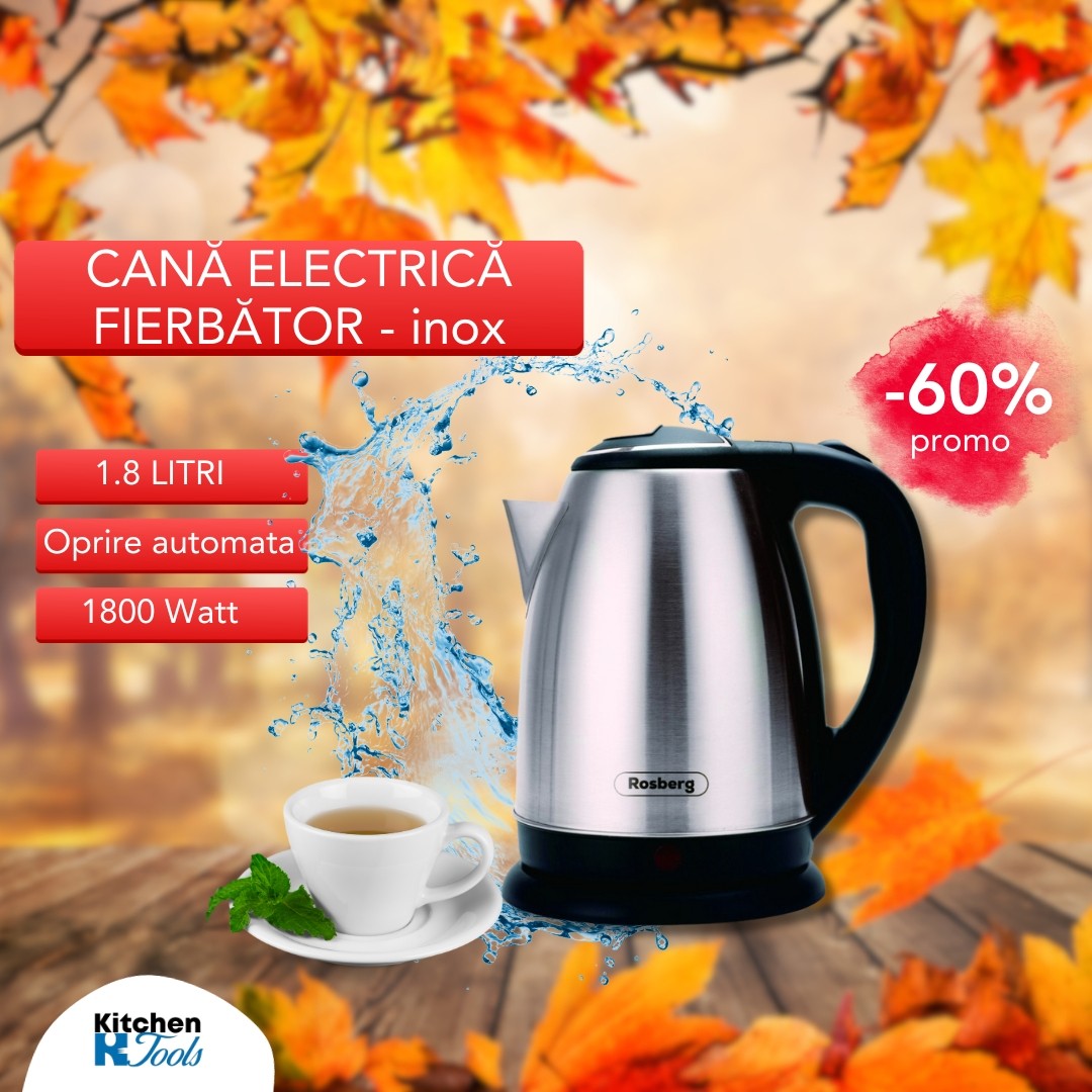 Cana Electrică Fierbător Rosberg 1800W 1.8L Inox