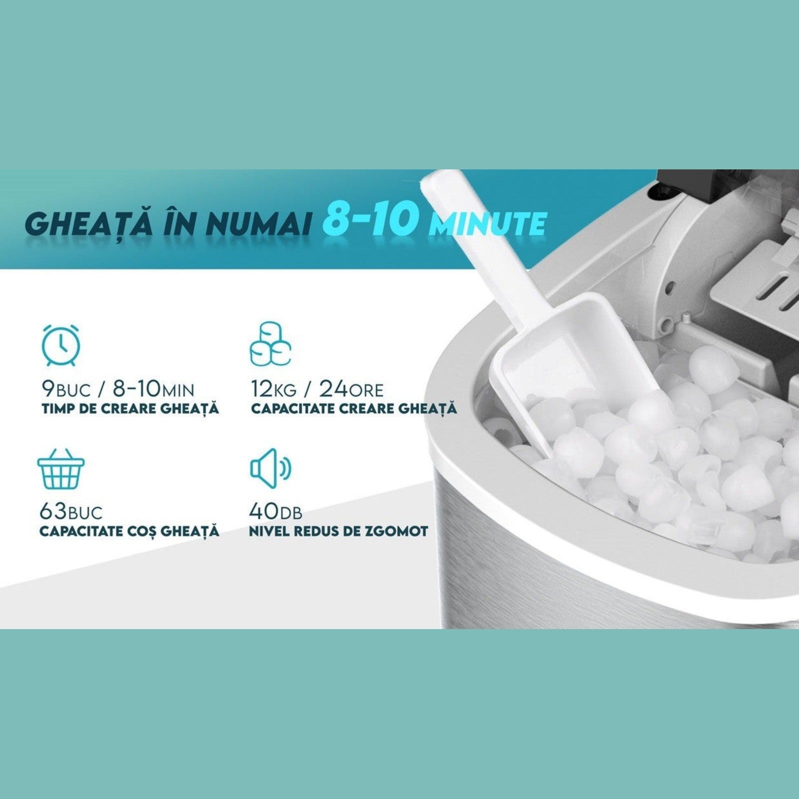 Aparat de Gheață Oliver Voltz, 12kg/zi, Negru