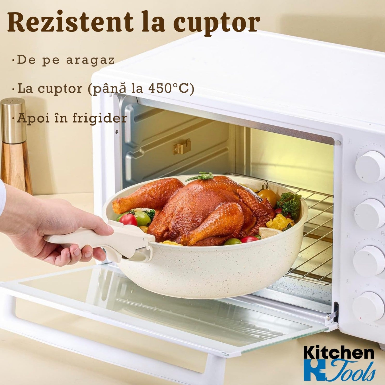 Set 5 Piese Aluminiu Goldmann cu Maner Detasabil