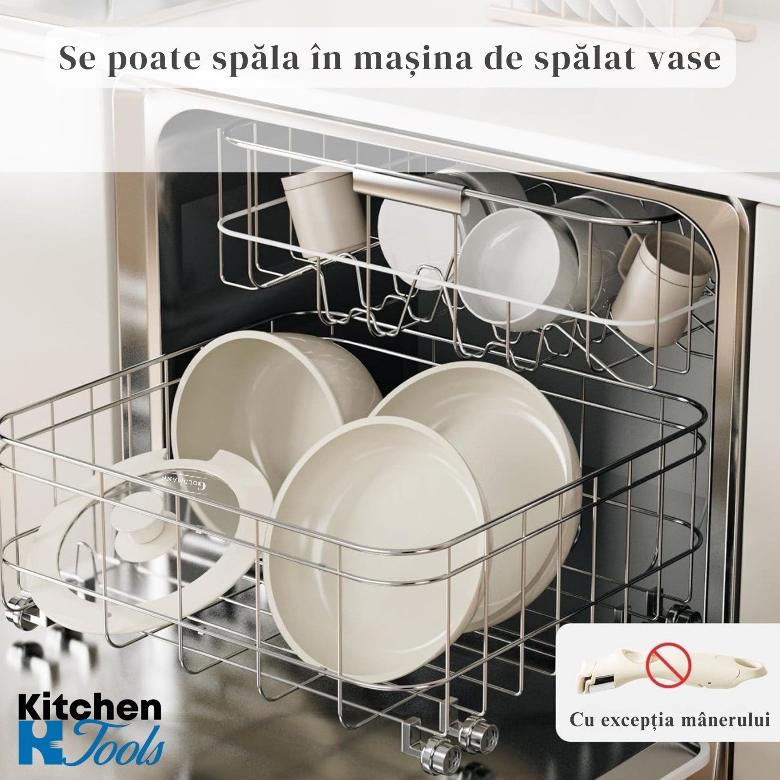 Set 5 Piese Aluminiu Goldmann cu Maner Detasabil