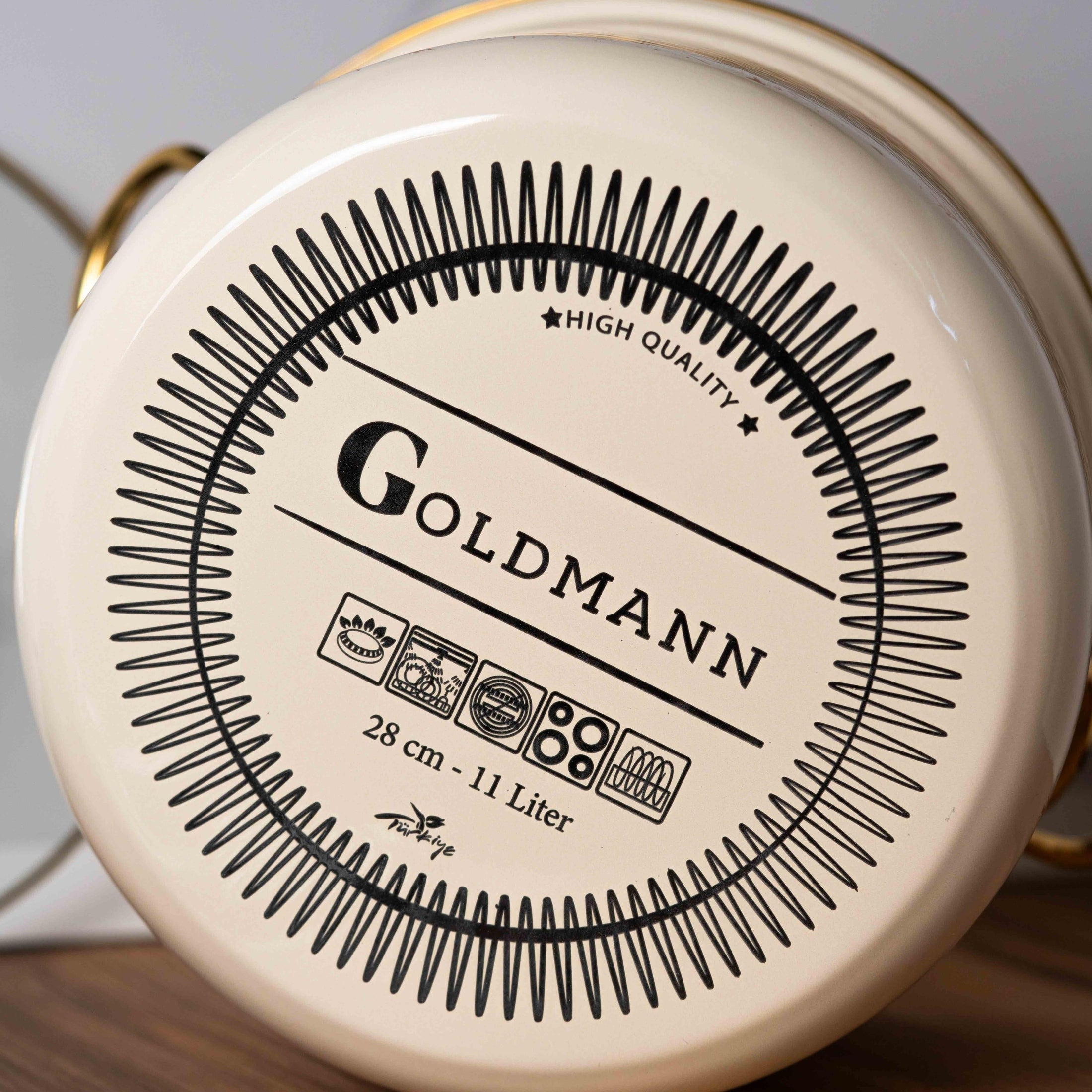 Oala emailată Goldmann cu capac, 11L, mânere titan