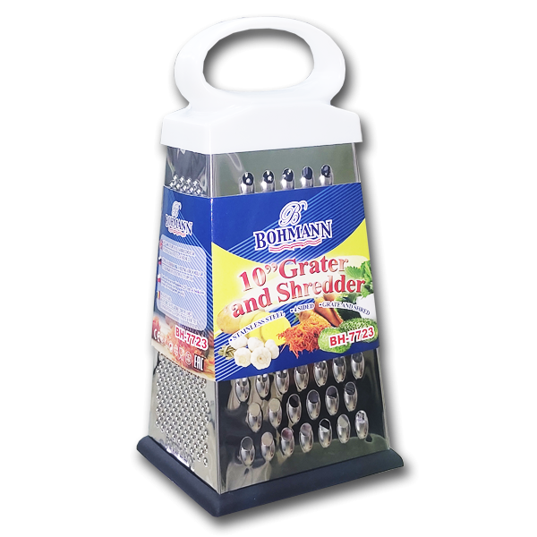 Razatoare mini cu 4 fete, 12 cm, maner/baza silicon, otel inoxidabil, Bohmann