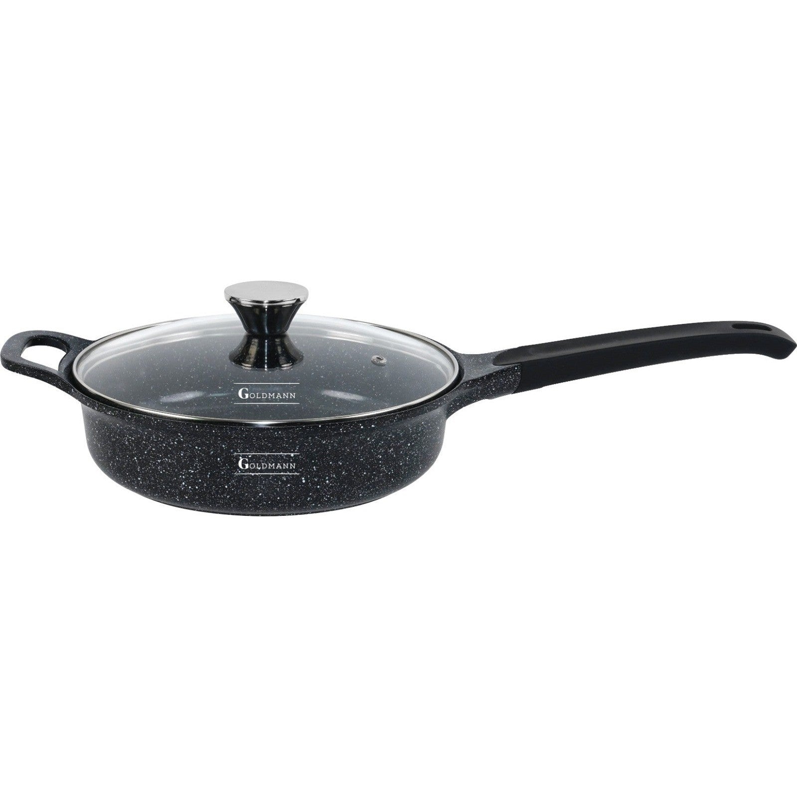 Tigaie antiaderenta, 24x7cm 2.4L, acoperire ceramica, maner soft touch, Goldamnn, marmorata