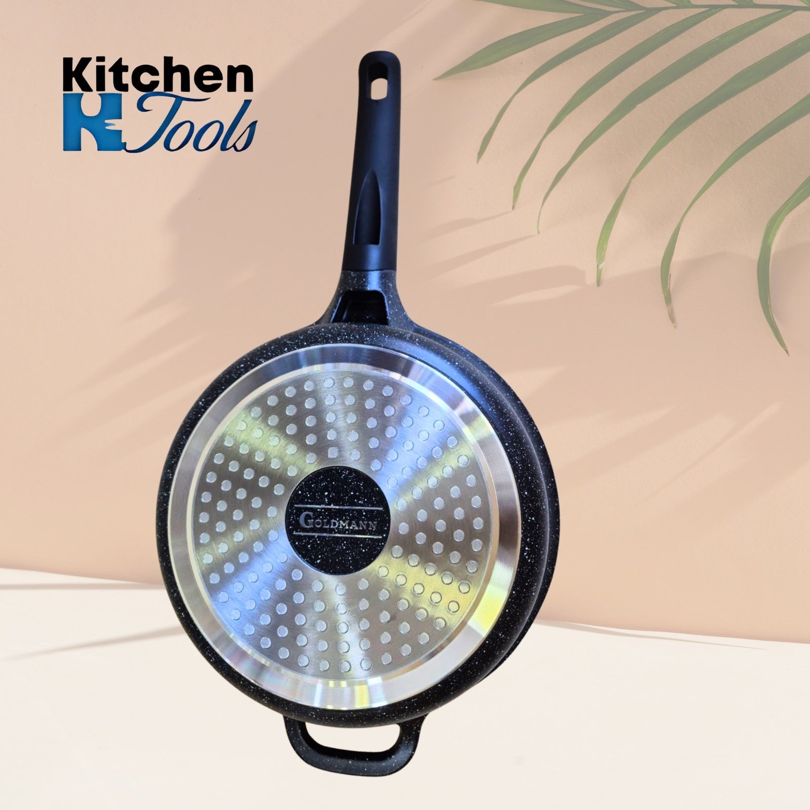 Tigaie antiaderenta, 28x7cm 3.4L, acoperire ceramica, maner soft touch, Goldamnn, marmorata