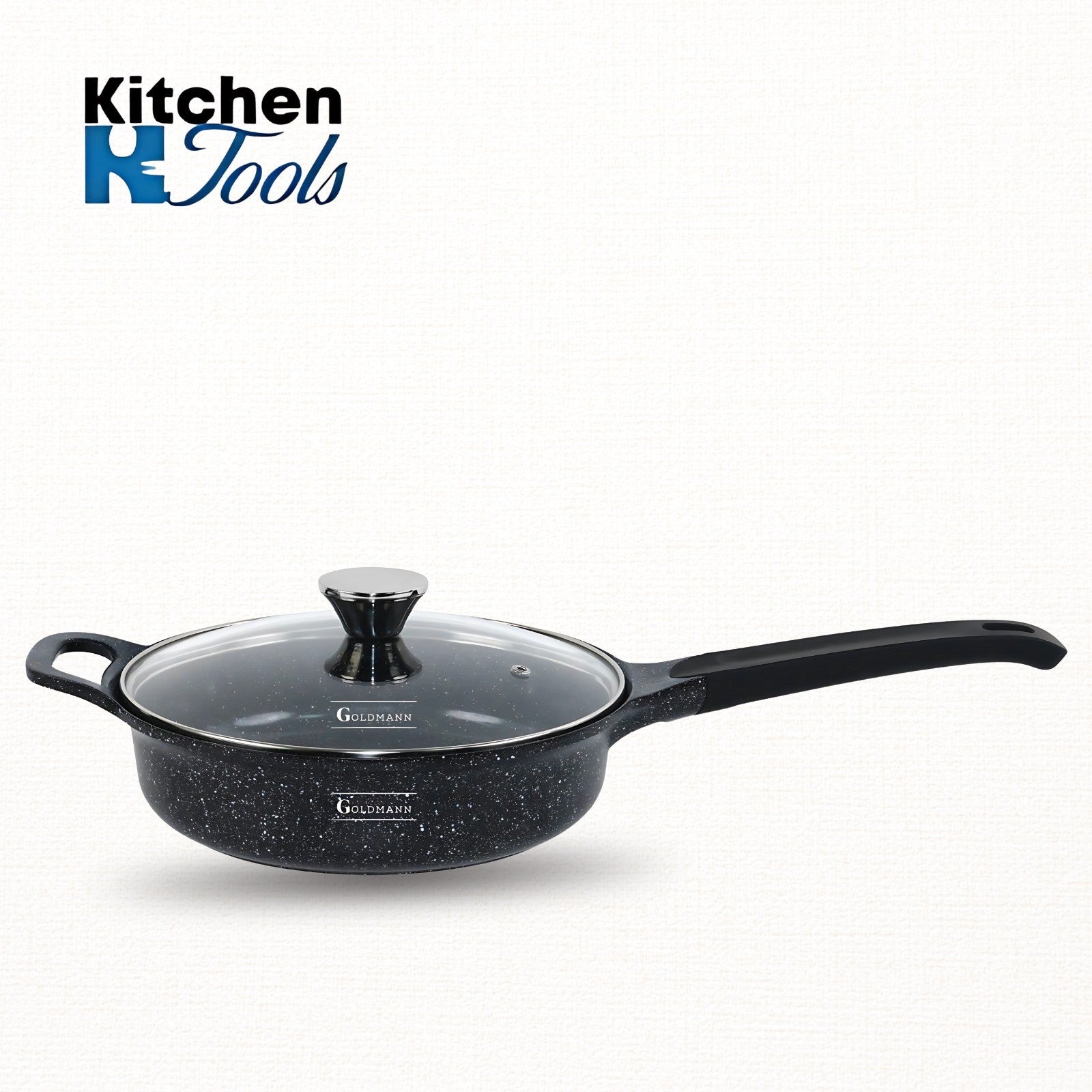 Tigaie antiaderenta, 28x7cm 3.4L, acoperire ceramica, maner soft touch, Goldamnn, marmorata