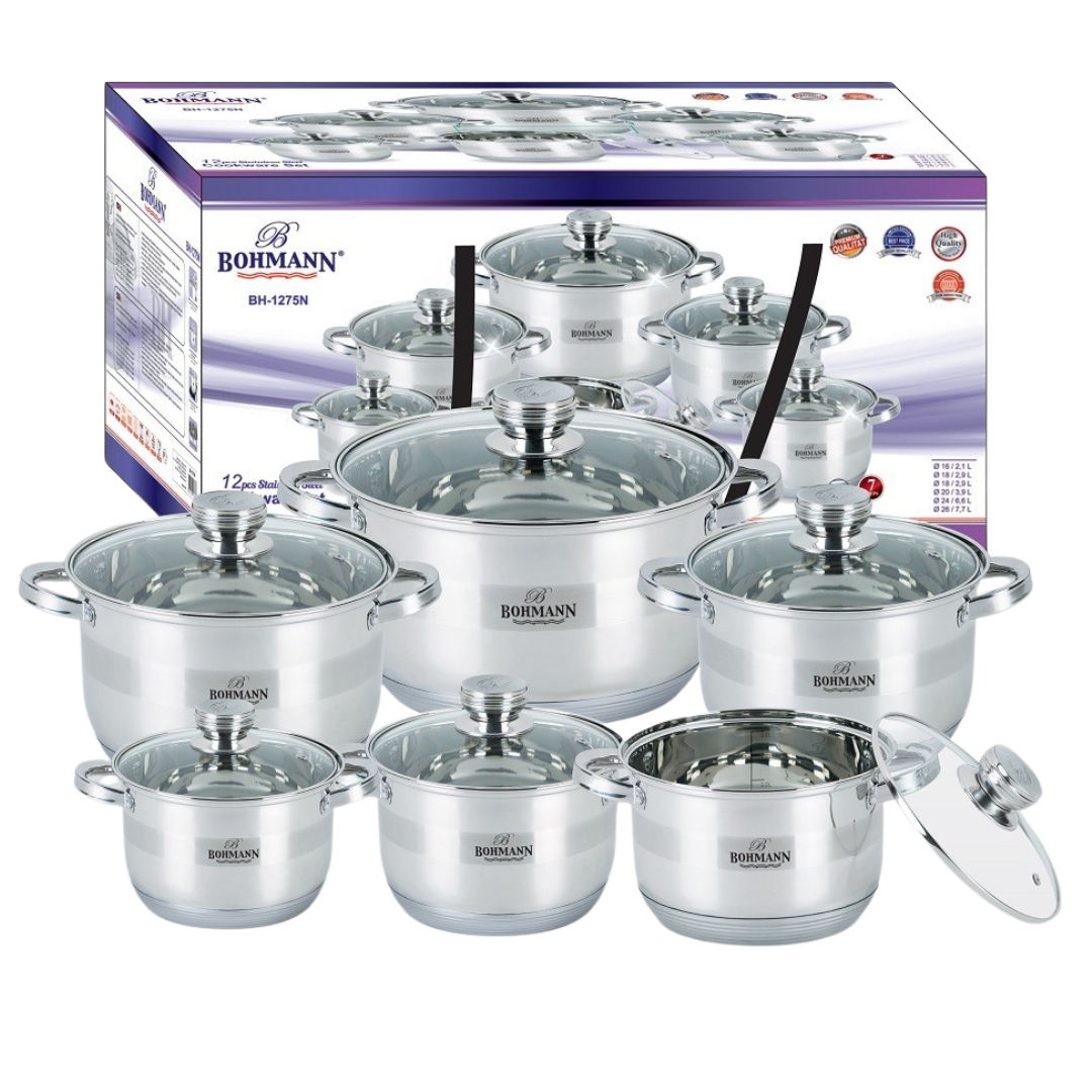 Set oale din inox 12 piese Bohmann + polonic CADOU, inclusiv inductie