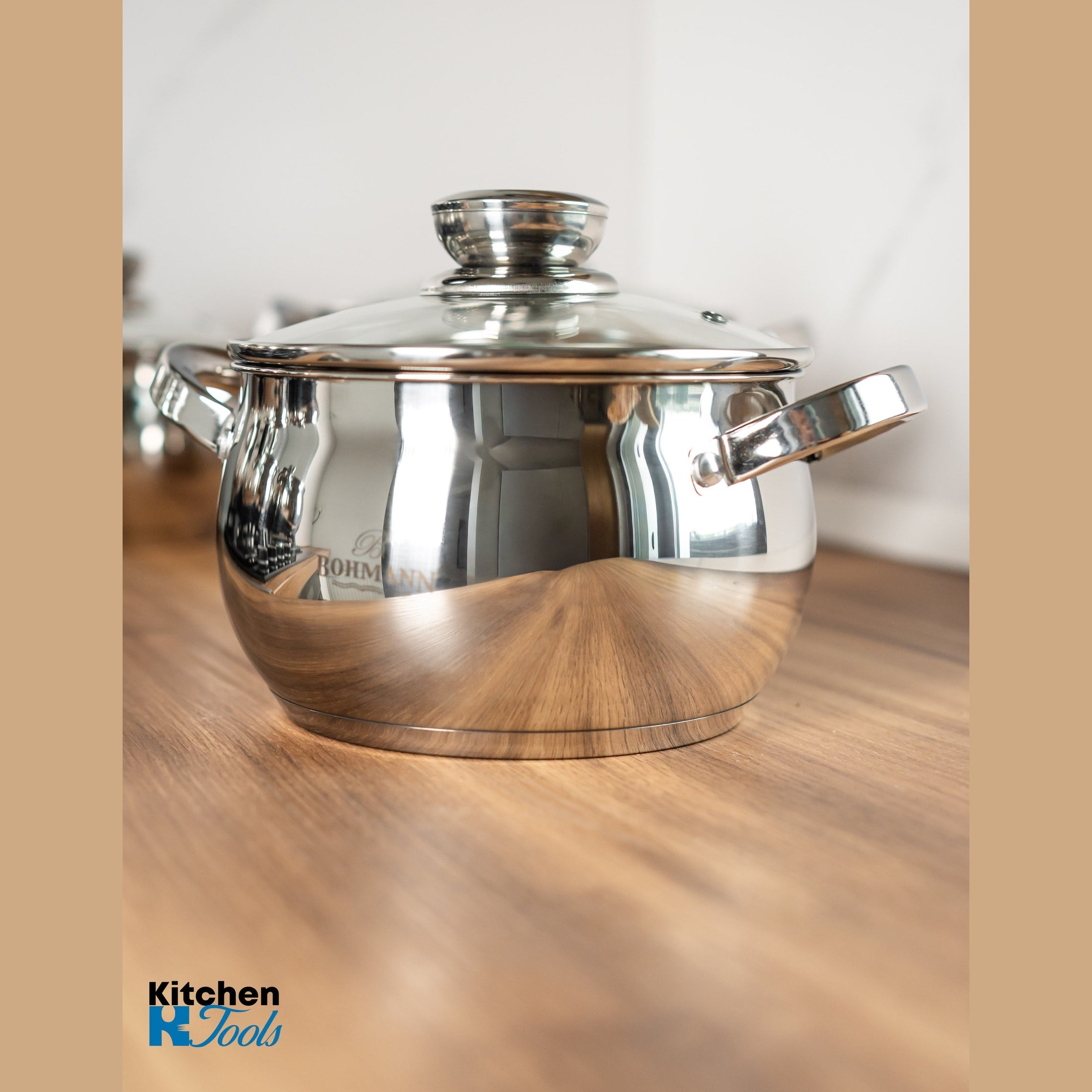 Set de vase pentru gatit 12 piese - oale din inox cu capac, 2.1l, 2.1l, 2.9l, 3.9l, 5.1l, 6,6l, Bohmann