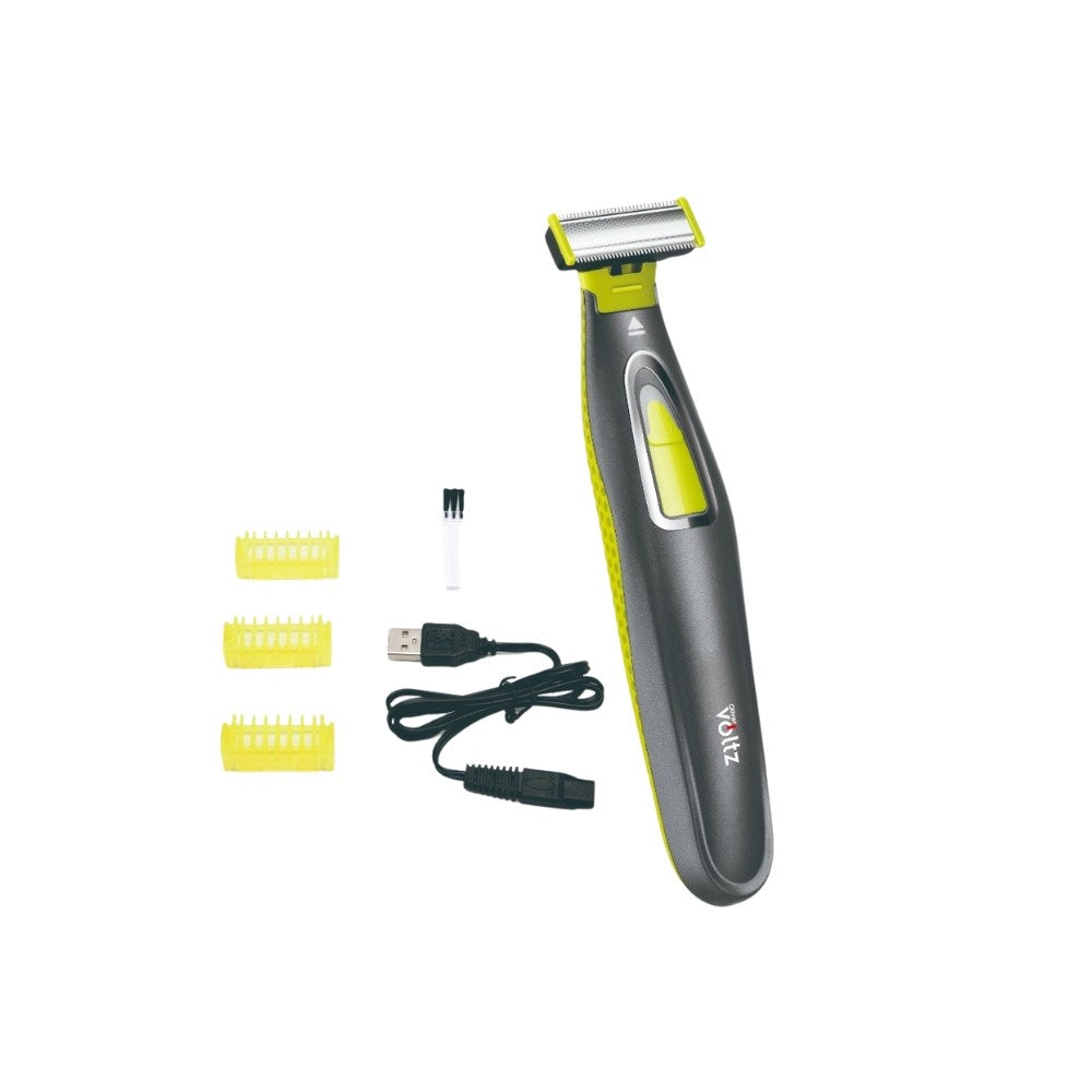 Aparat de ras reîncărcabil Oliver Voltz, 80 min, 5W, baterie Li-ion 300mAh, USB, rezistent la apa, negru/galben