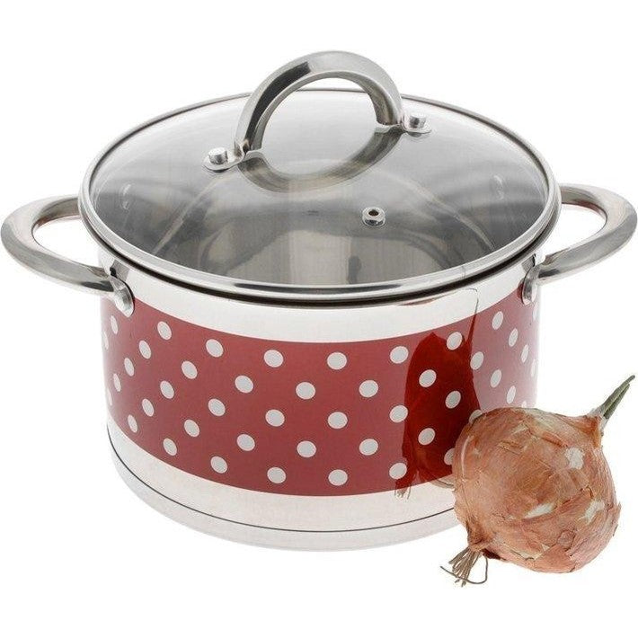 Oala inox Bohmann cu buline, 24cm, capac sticla