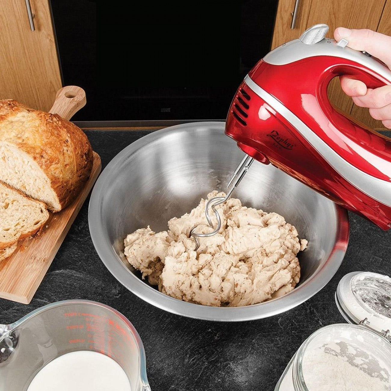 Mixer de mână Voltz 300W, funcție turbo, roșu