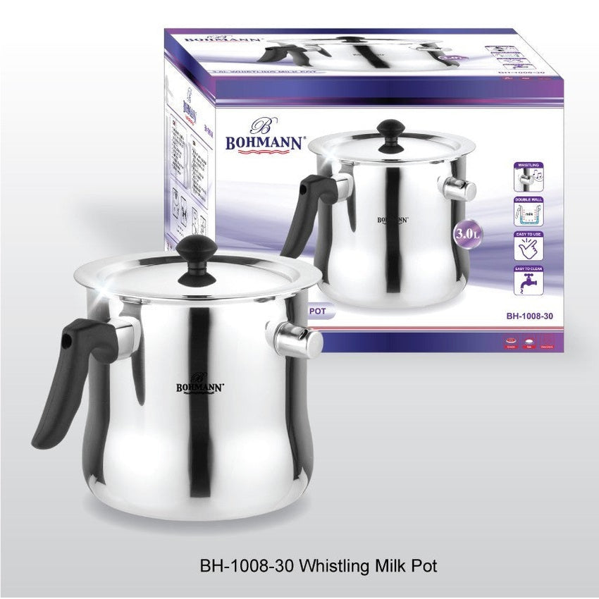 Oala de Lapte Inox Bohmann 3L cu Capac și Fluier