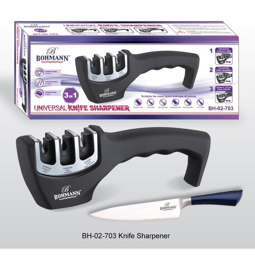 Ascutitor cutite Bohmann 3 in 1, negru