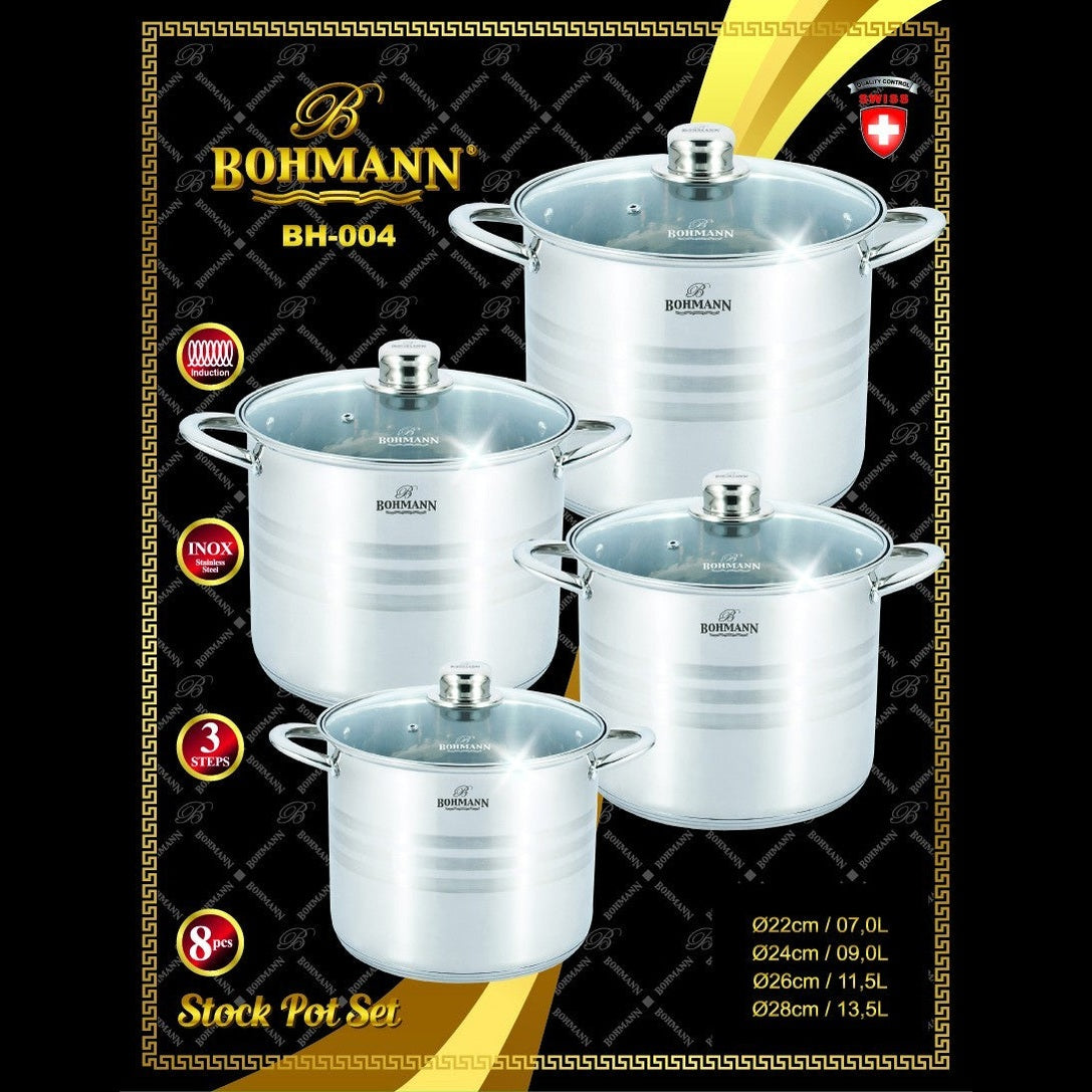 Set oale inox 8 piese Bohmann, capace sticla inox