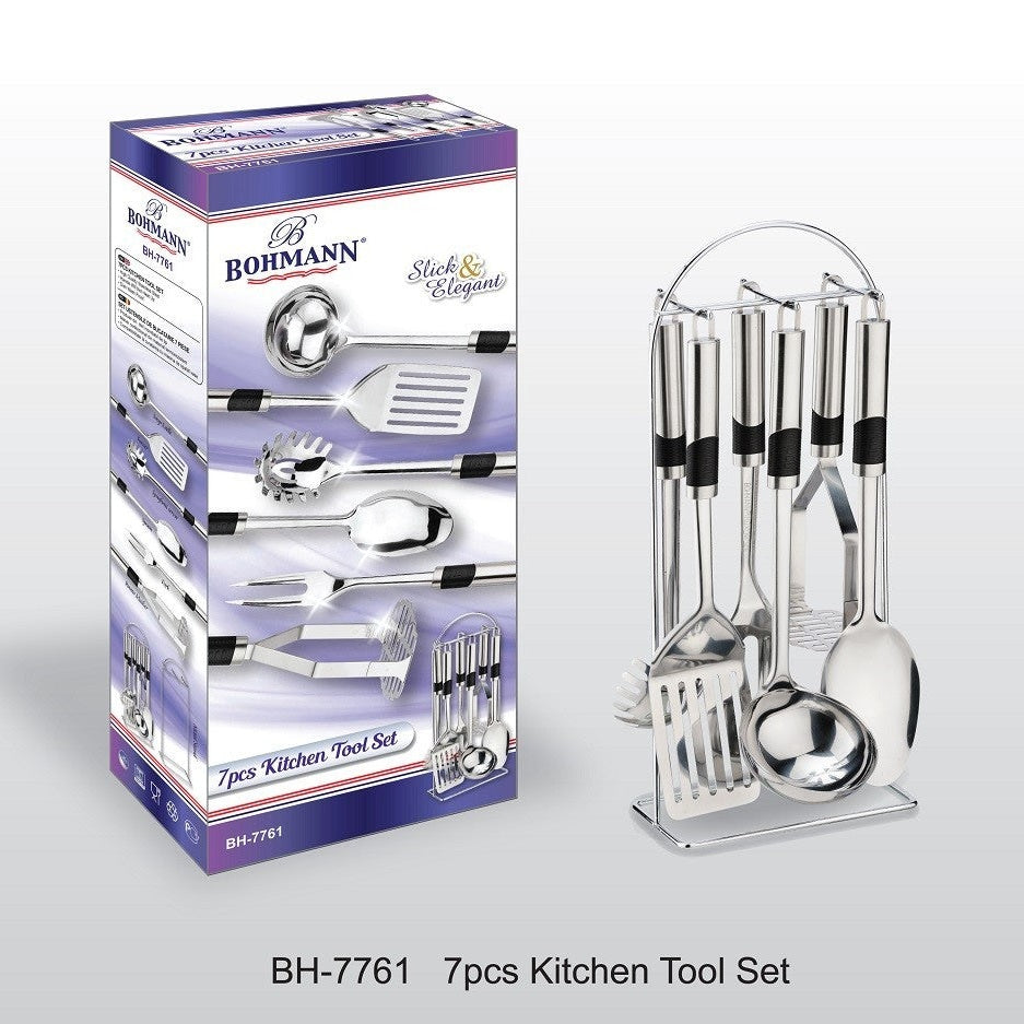Set ustensile inox, 7 piese, vedere frontală