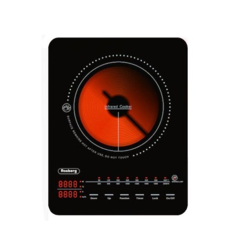 Plita Ceramica Rosberg, 2000W, 29x37cm, Cristal Negru