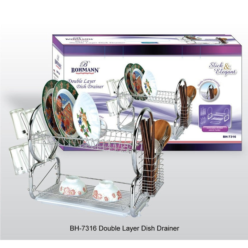 Suport Vaze Cromat cu 2 Etaje si Suporturi Laterale