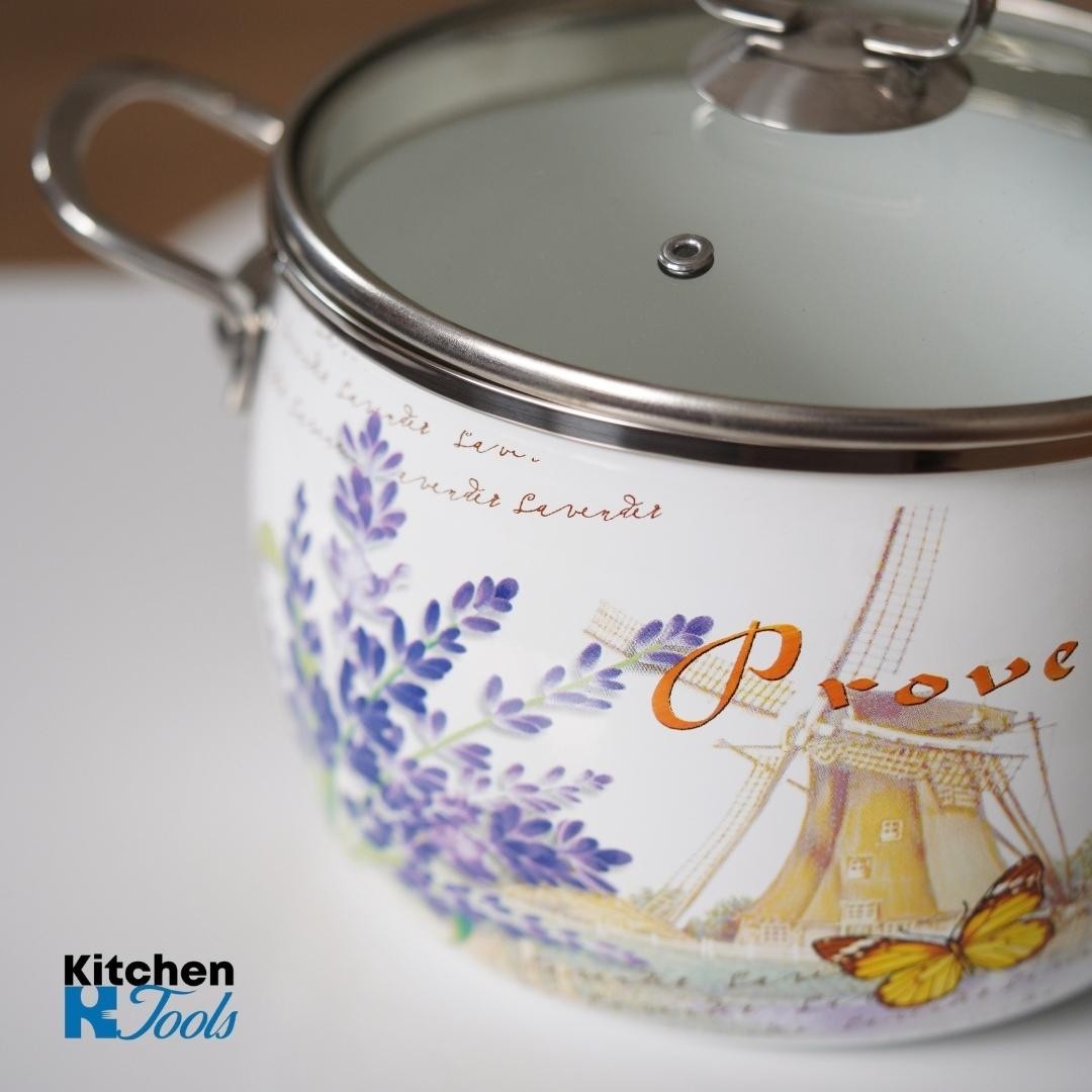 Cratita emailata Bohmann 4.5L cu capac sticla