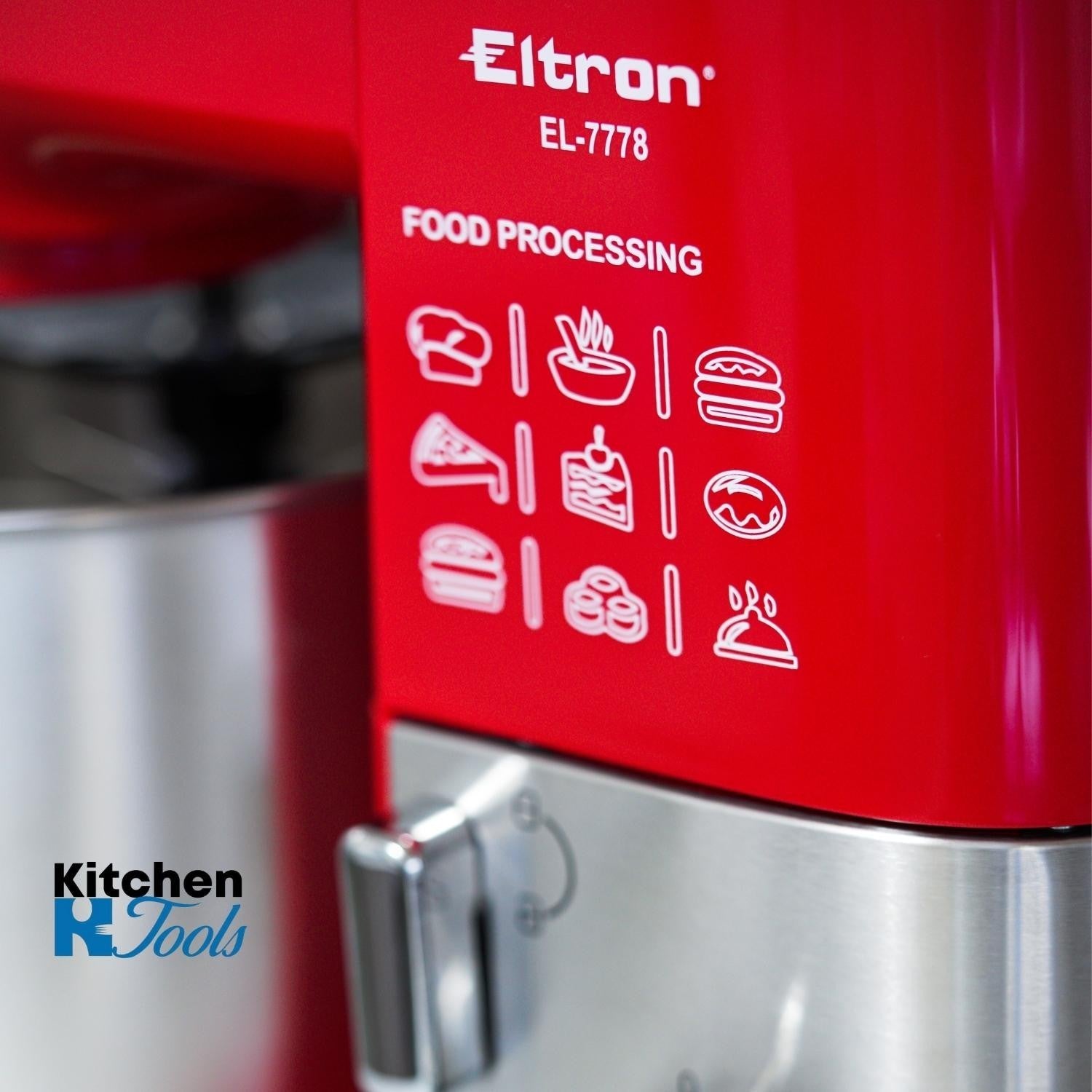 Mixer planetar Eltron, roșu, 1900W, bol inox 6.5L