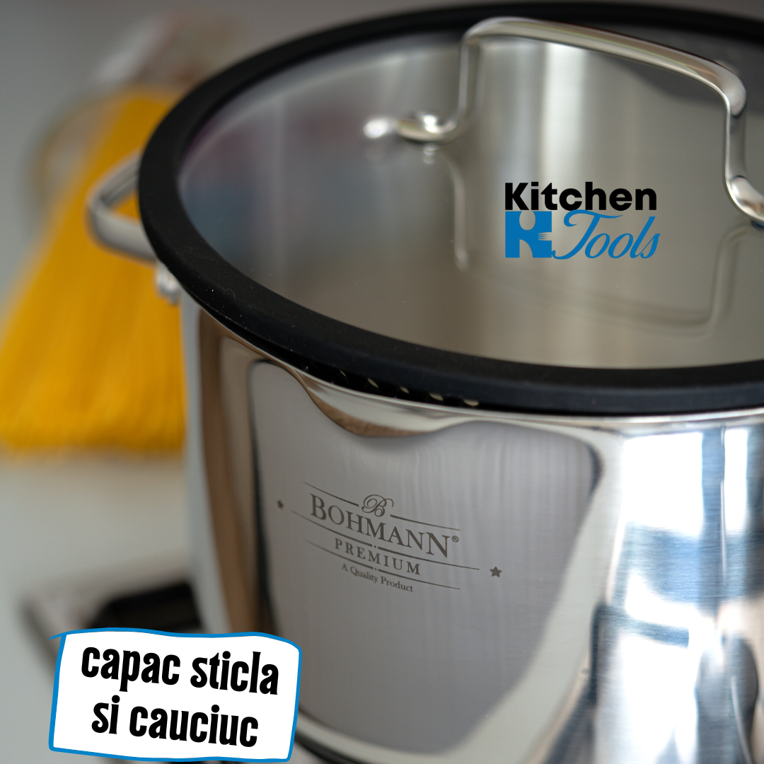 Cratita din inox Bohmann 18/10, 9.2L, cu capac