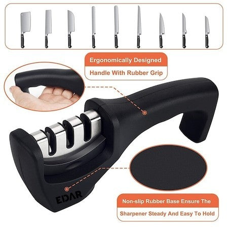 Ascutitor cutite Bohmann 3 in 1, negru