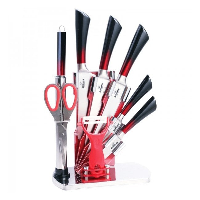 Set cuțite Bohmann, inoxidabil, 8 piese, negru/roșu