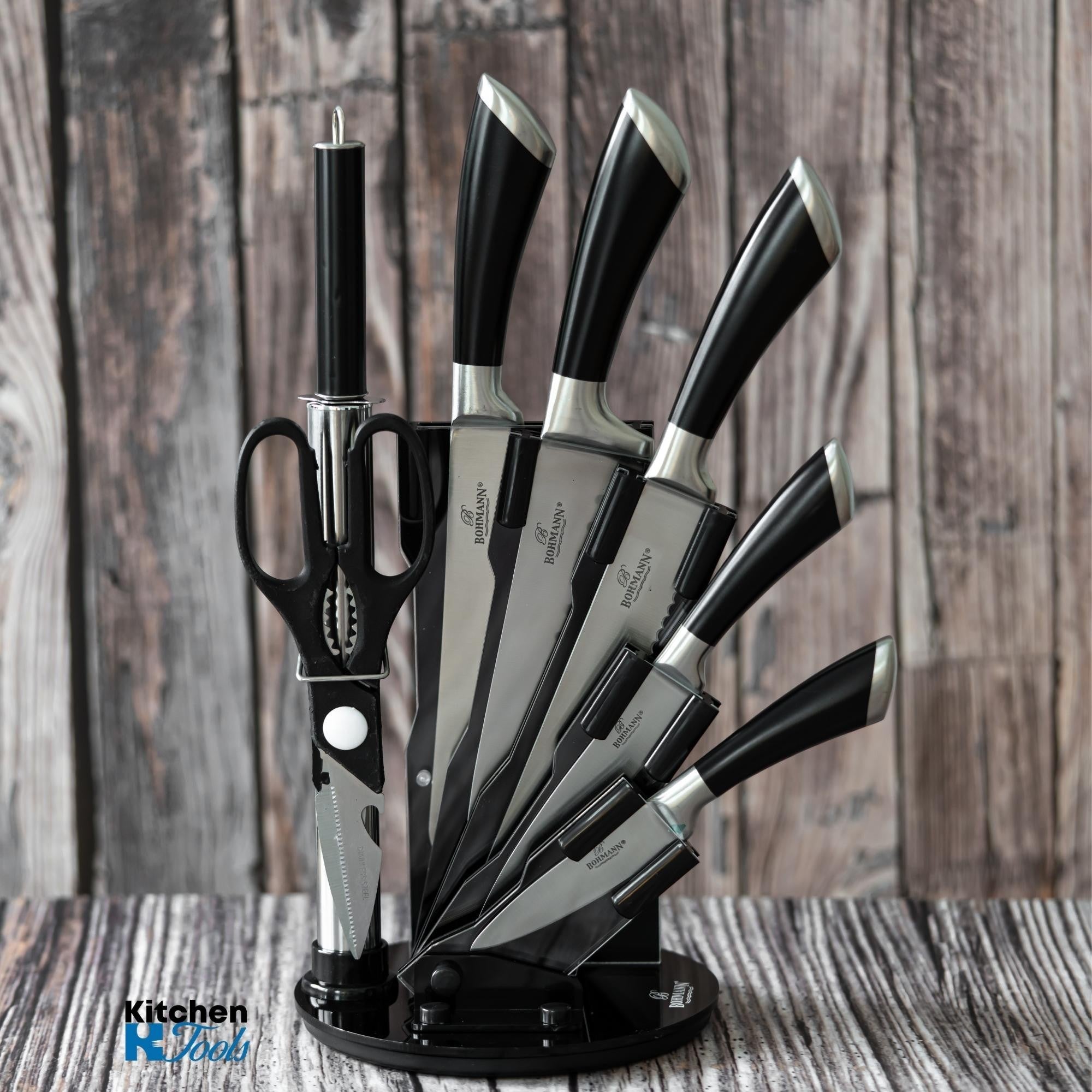 Set cuțite inox 8 piese Bohmann, argintiu mat