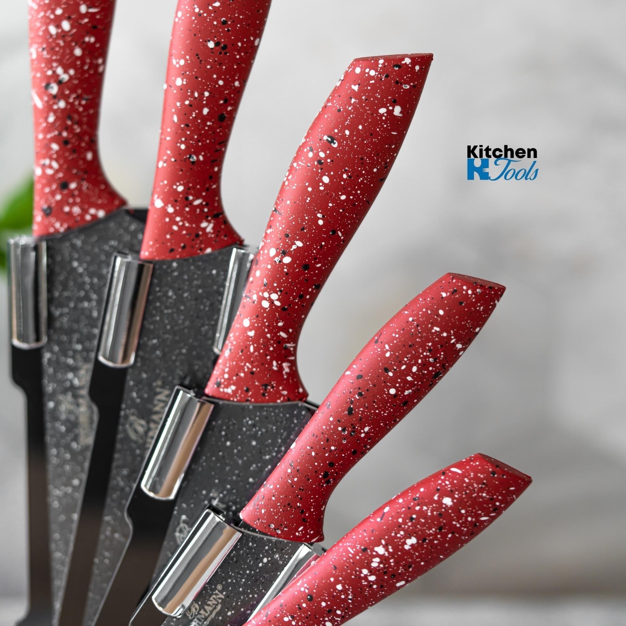 Set 5 cutite din inox cu suport acrilic Bohmann