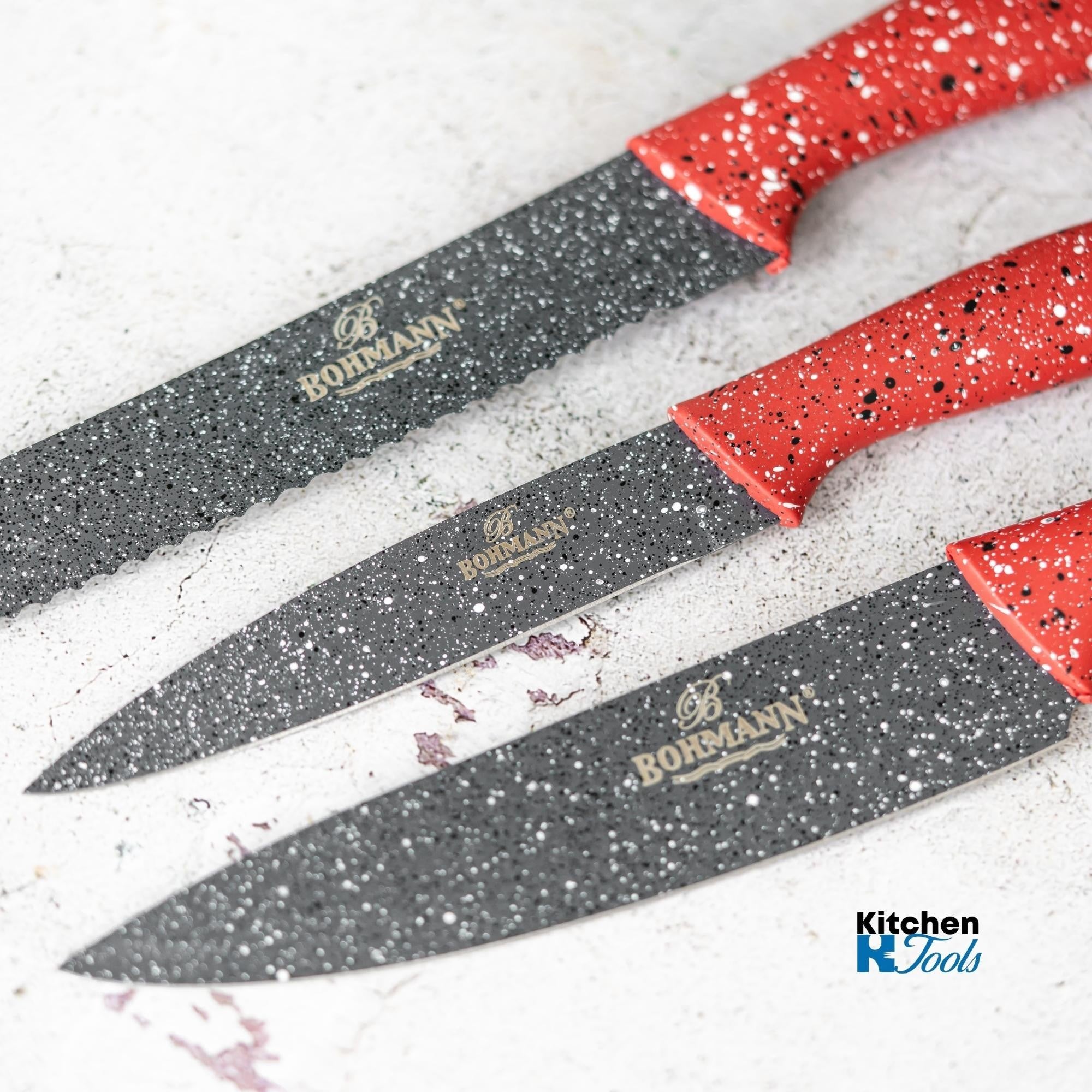 Set 5 cutite din inox cu suport acrilic Bohmann