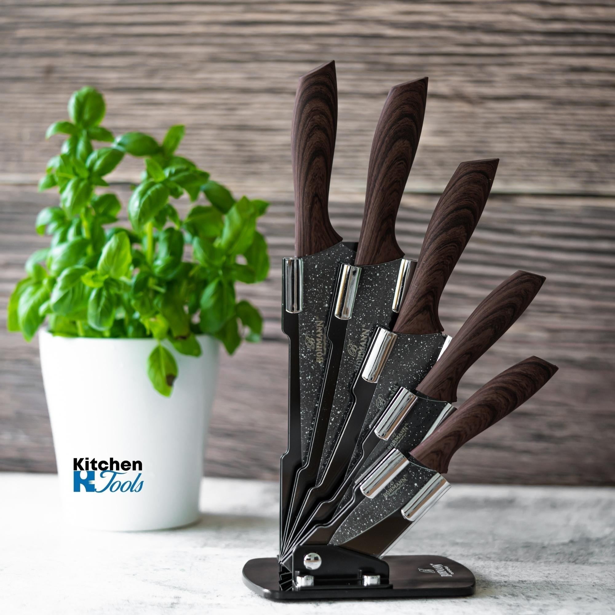 Set cuţite inox cu suport acrilic Bohmann