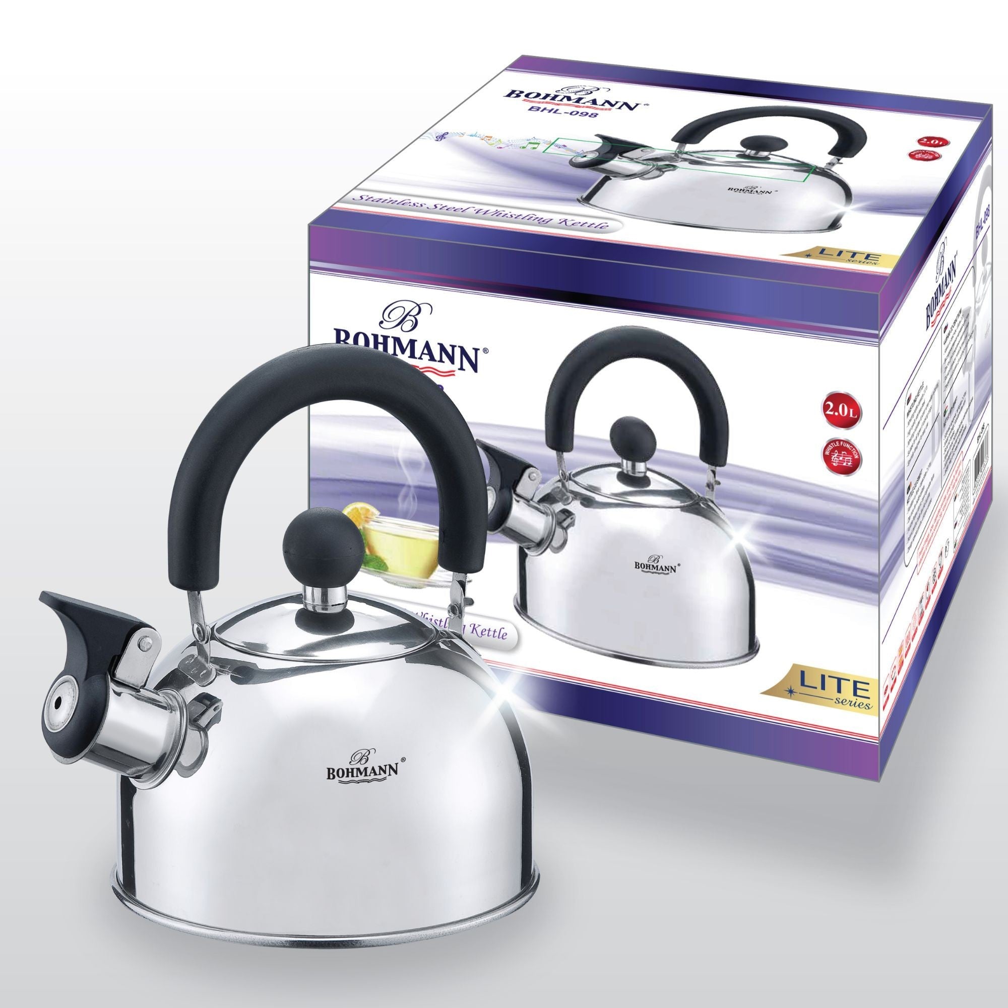 Ceainic inox cu fluier, 2L